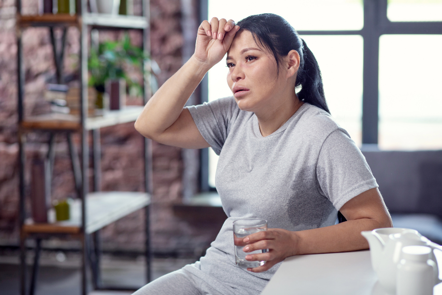 woman sweating